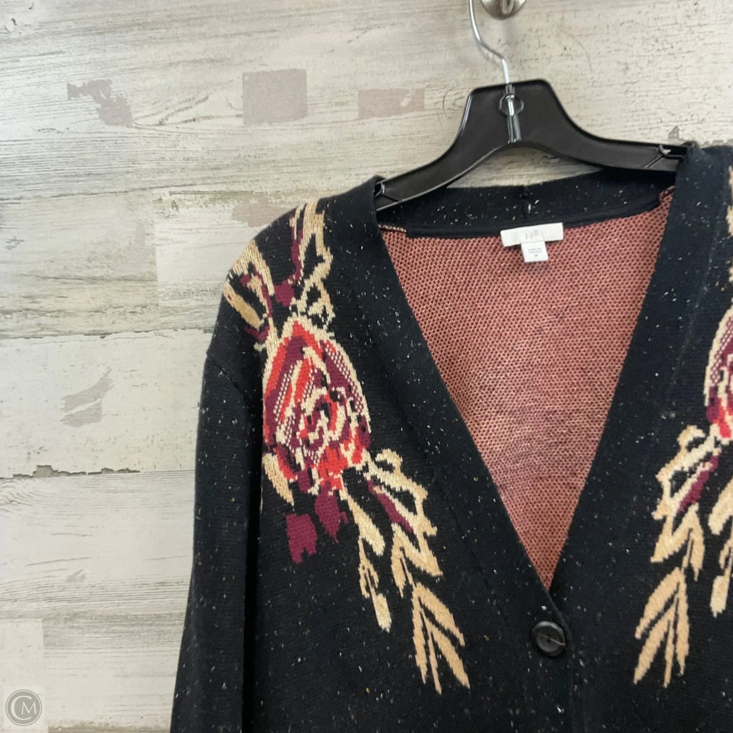 Sweater Cardigan By J. Jill In Black & Cream, Size: 2x