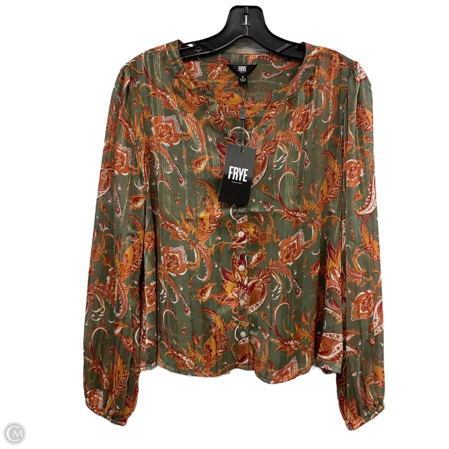 Blouse Long Sleeve By Frye In Green, Size: M