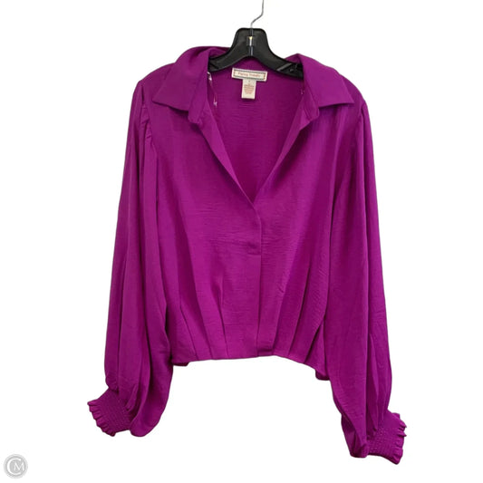 Blouse Long Sleeve By Flying Tomato In Purple, Size: L