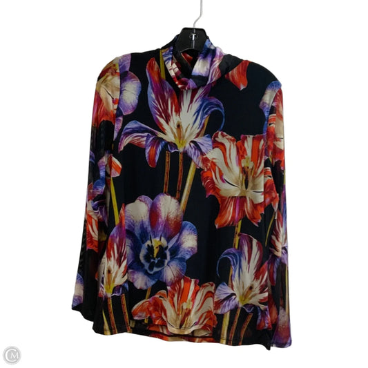 Top Long Sleeve By Inc In Black & Red, Size: 1x