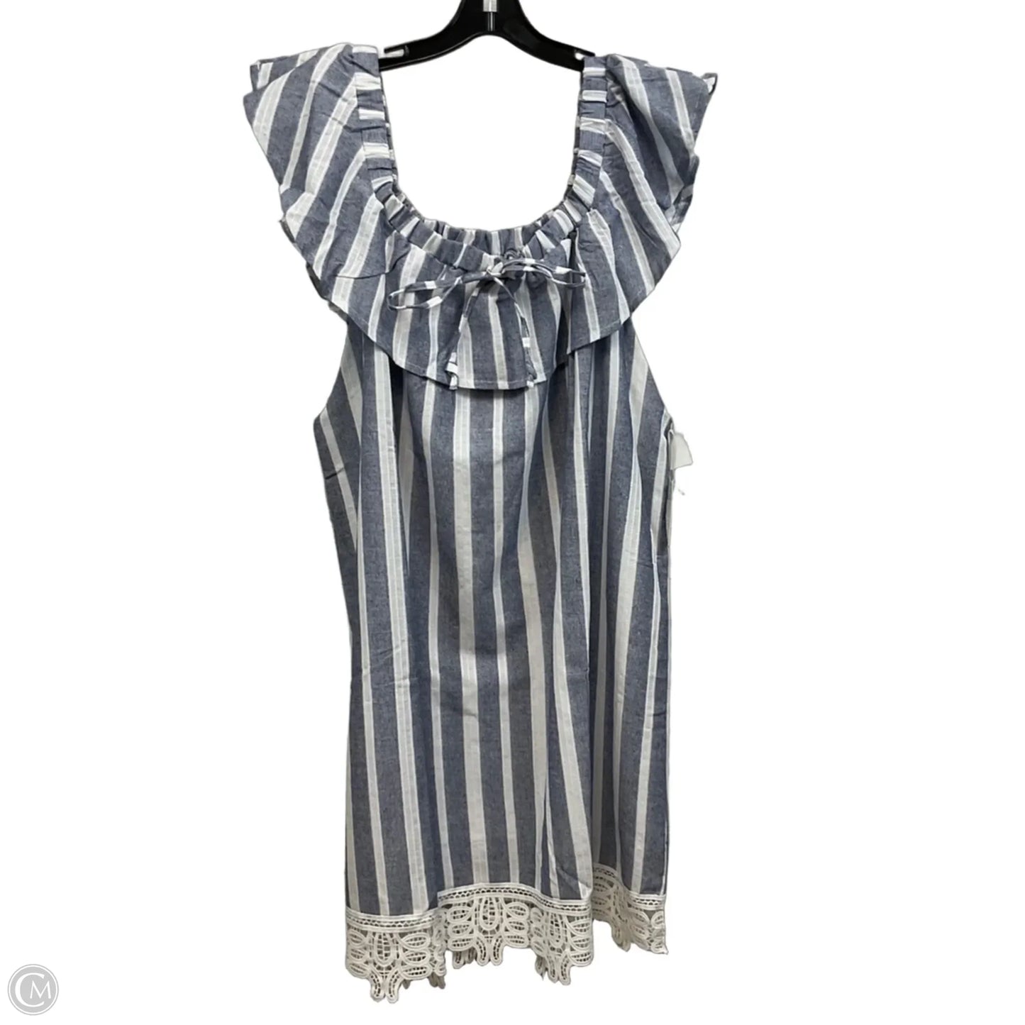 Dress Casual Short By Go Coco In Blue & White, Size: 3x