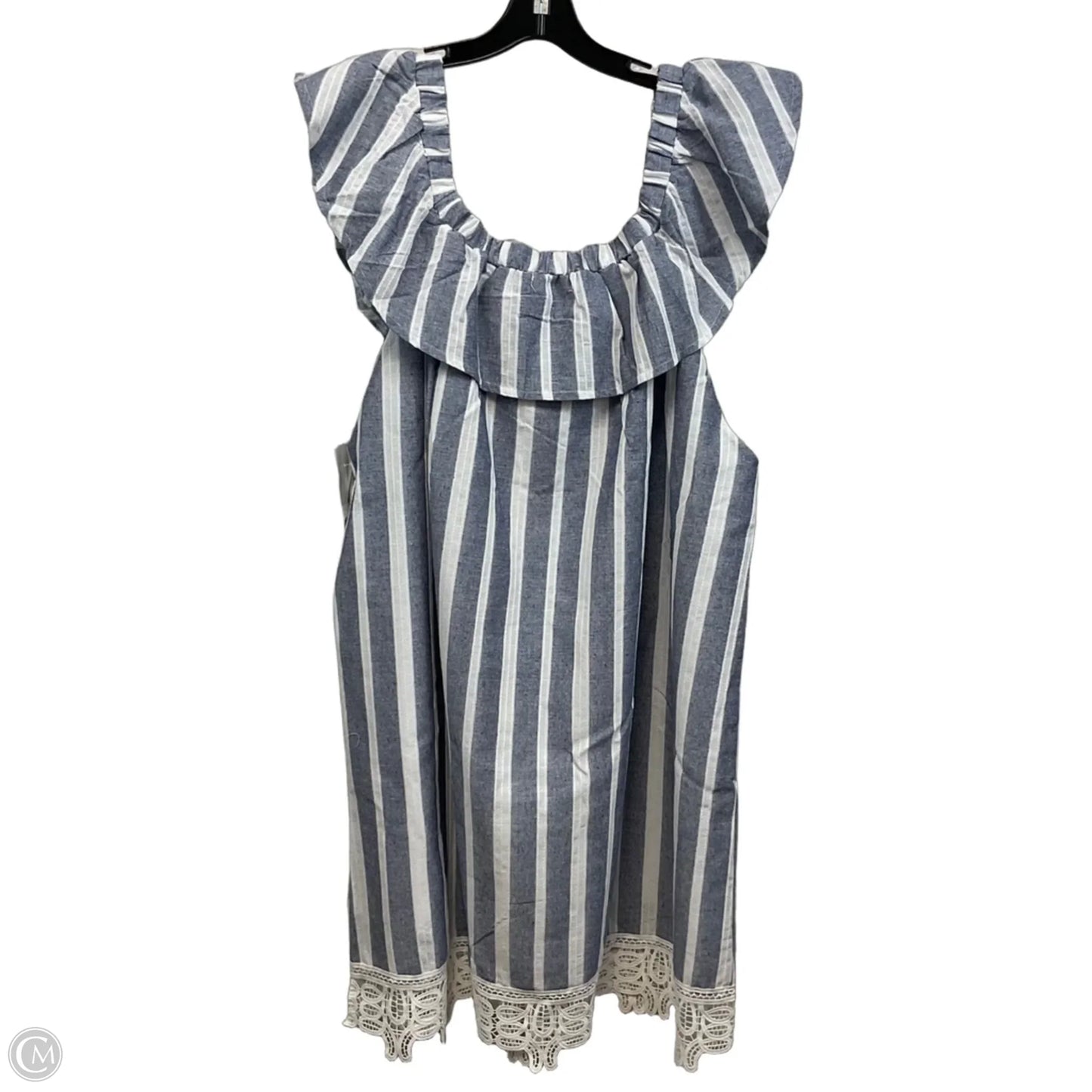 Dress Casual Short By Go Coco In Blue & White, Size: 3x