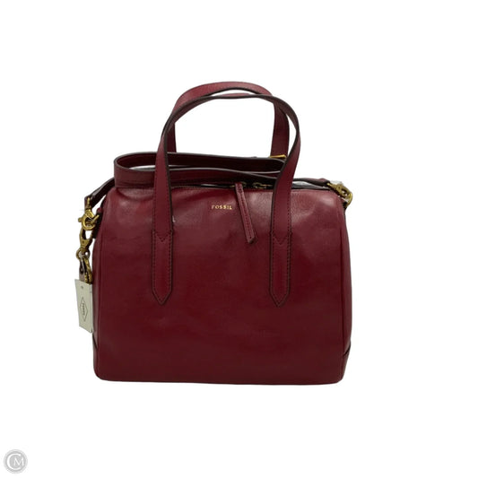 Handbag Leather By Fossil, Size: Medium