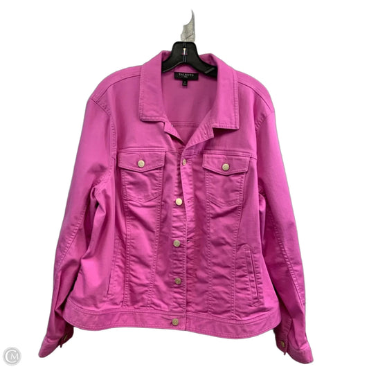 Jacket Denim By Talbots In Pink Denim, Size: 2x