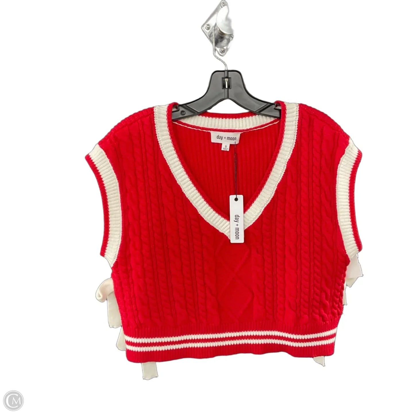 Vest Sweater By Day + Moon In Red & White, Size: S