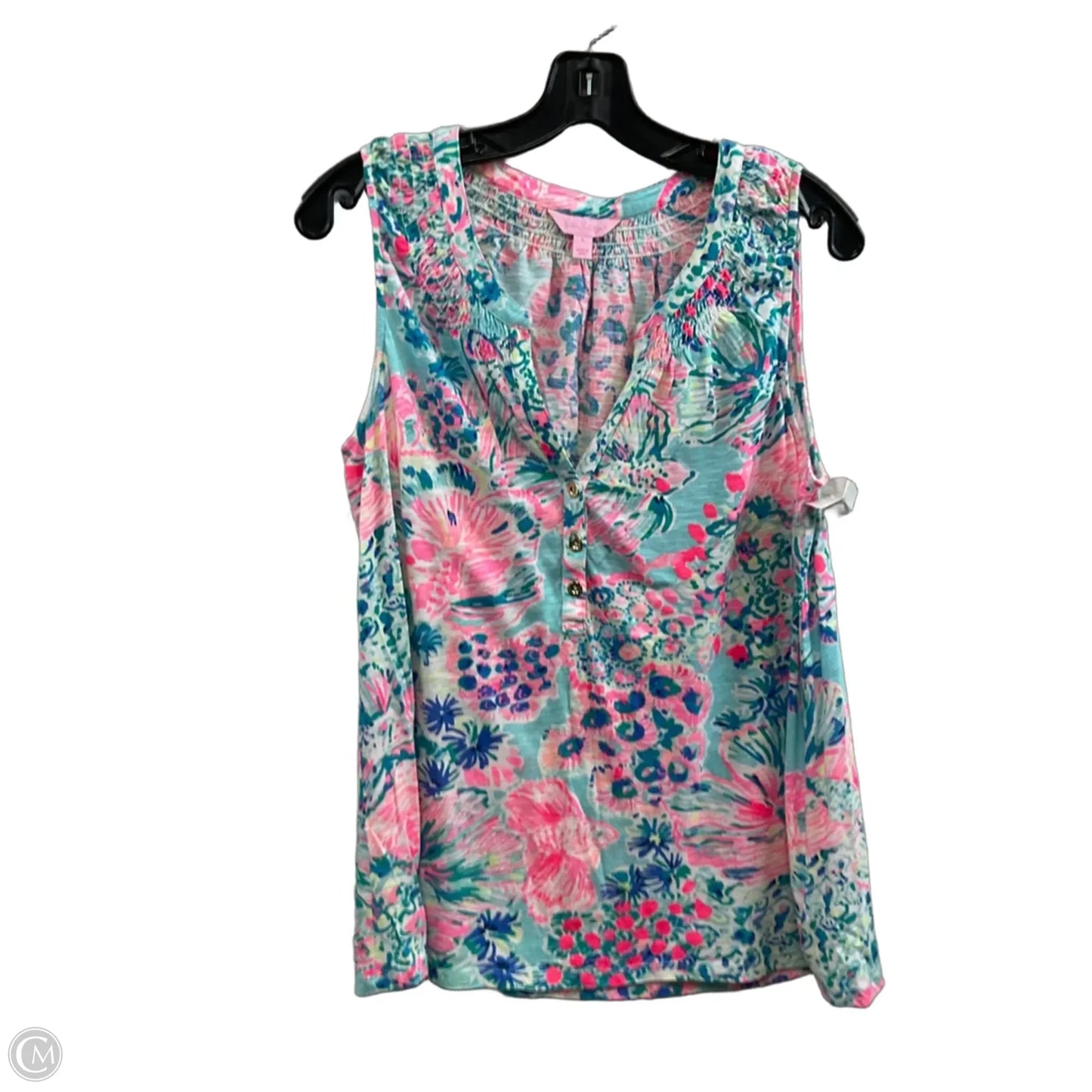 Top Sleeveless By Lilly Pulitzer In Blue & Pink, Size: L