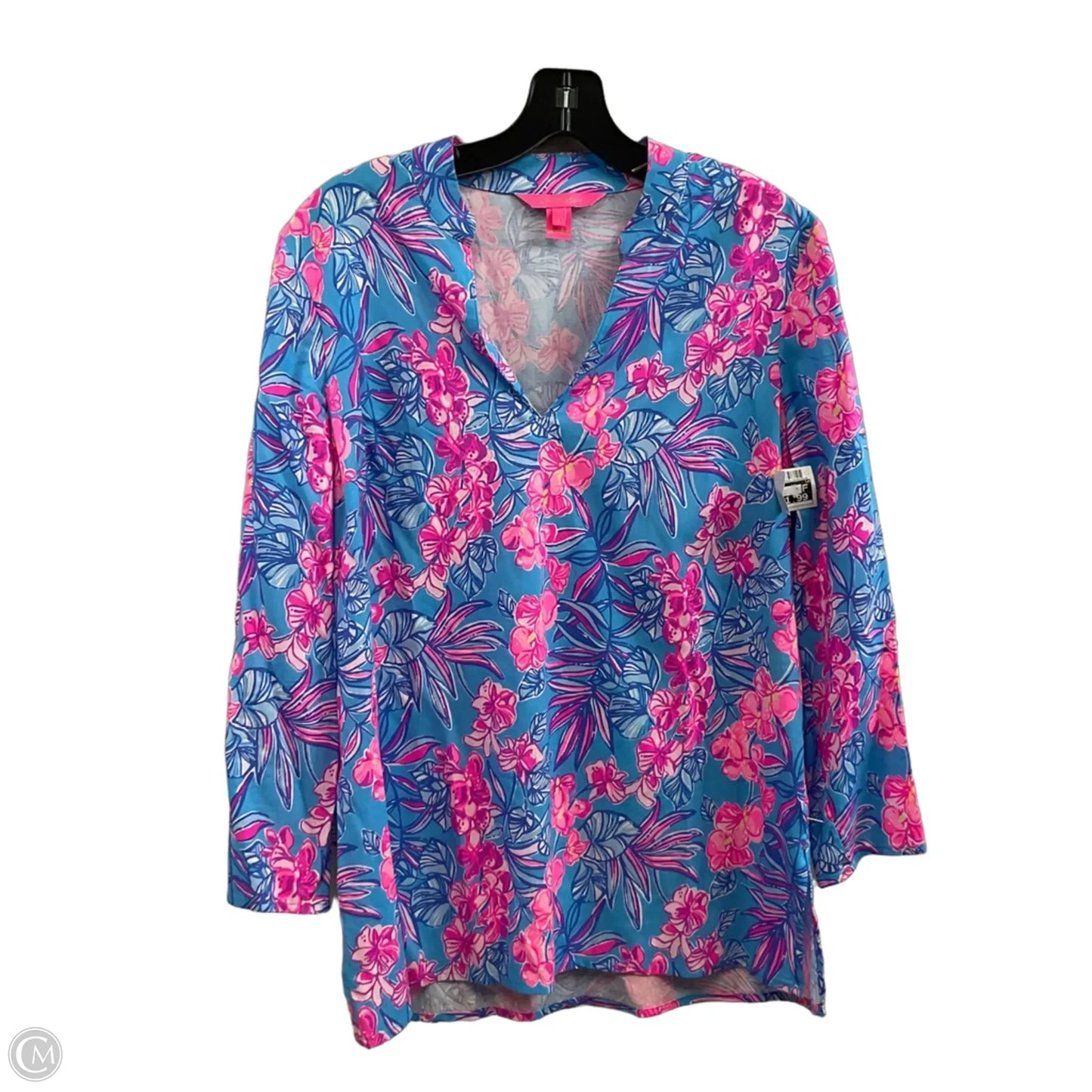 Blouse Long Sleeve By Lilly Pulitzer In Blue & Pink, Size: S