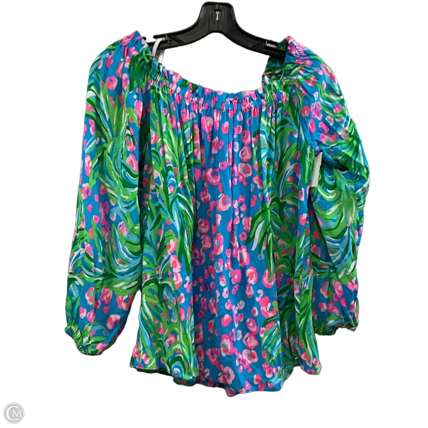Blouse Long Sleeve By Lilly Pulitzer In Green & Pink, Size: M