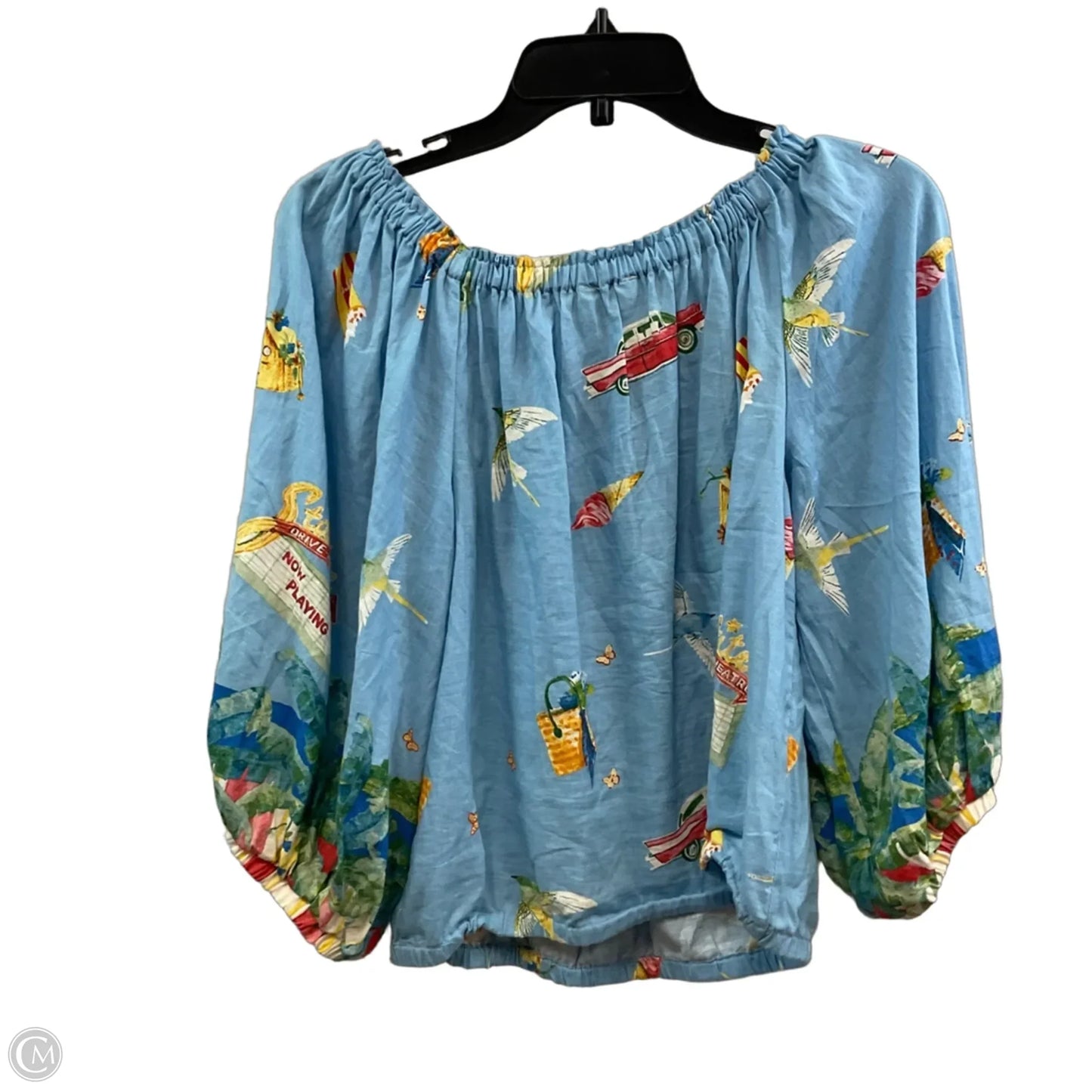 Blouse Long Sleeve By Christian Siriano In Blue, Size: M