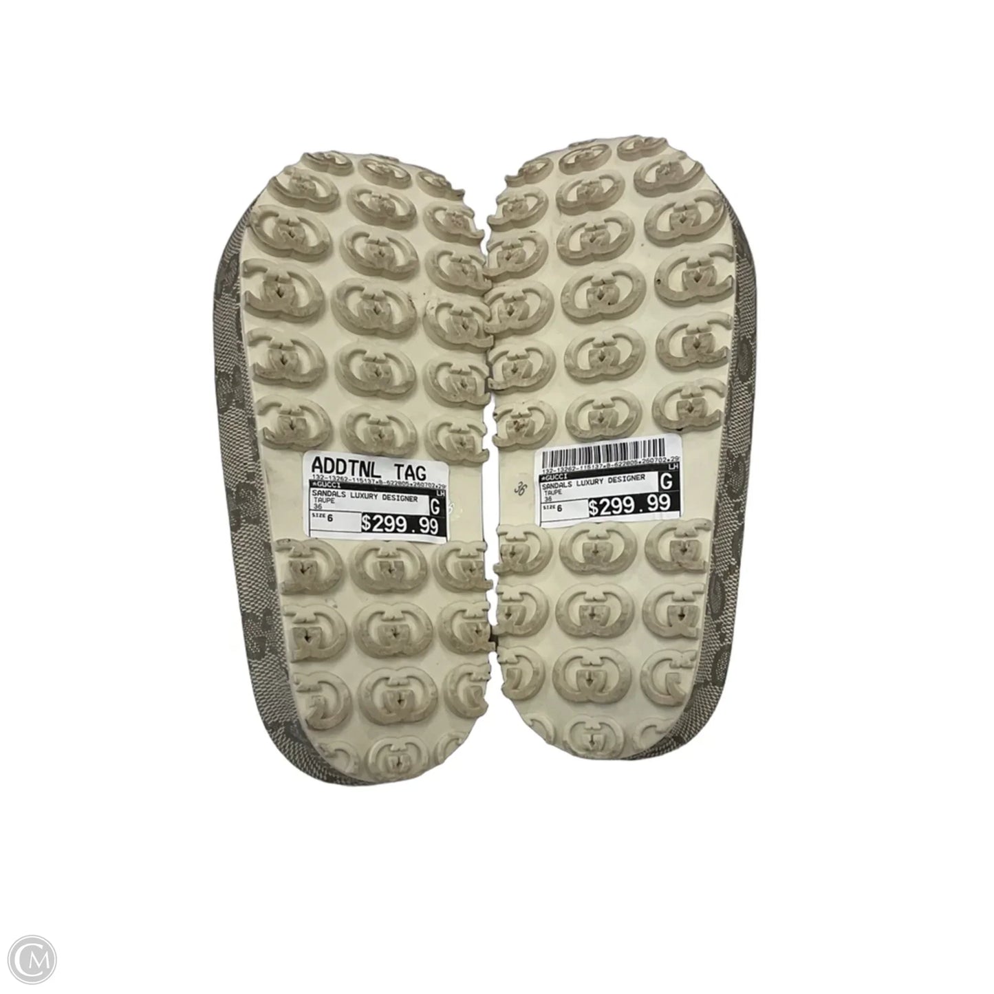 Sandals Luxury Designer By Gucci In Taupe, Size: 6