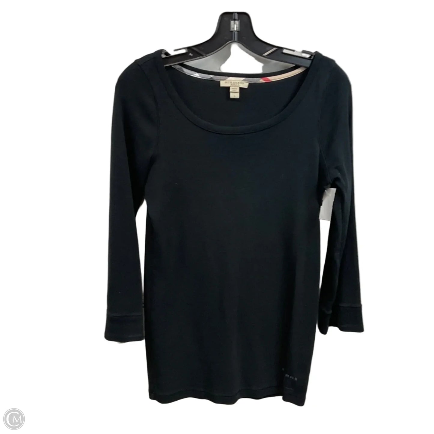 Top Long Sleeve Luxury Designer By Burberry In Black, Size: L