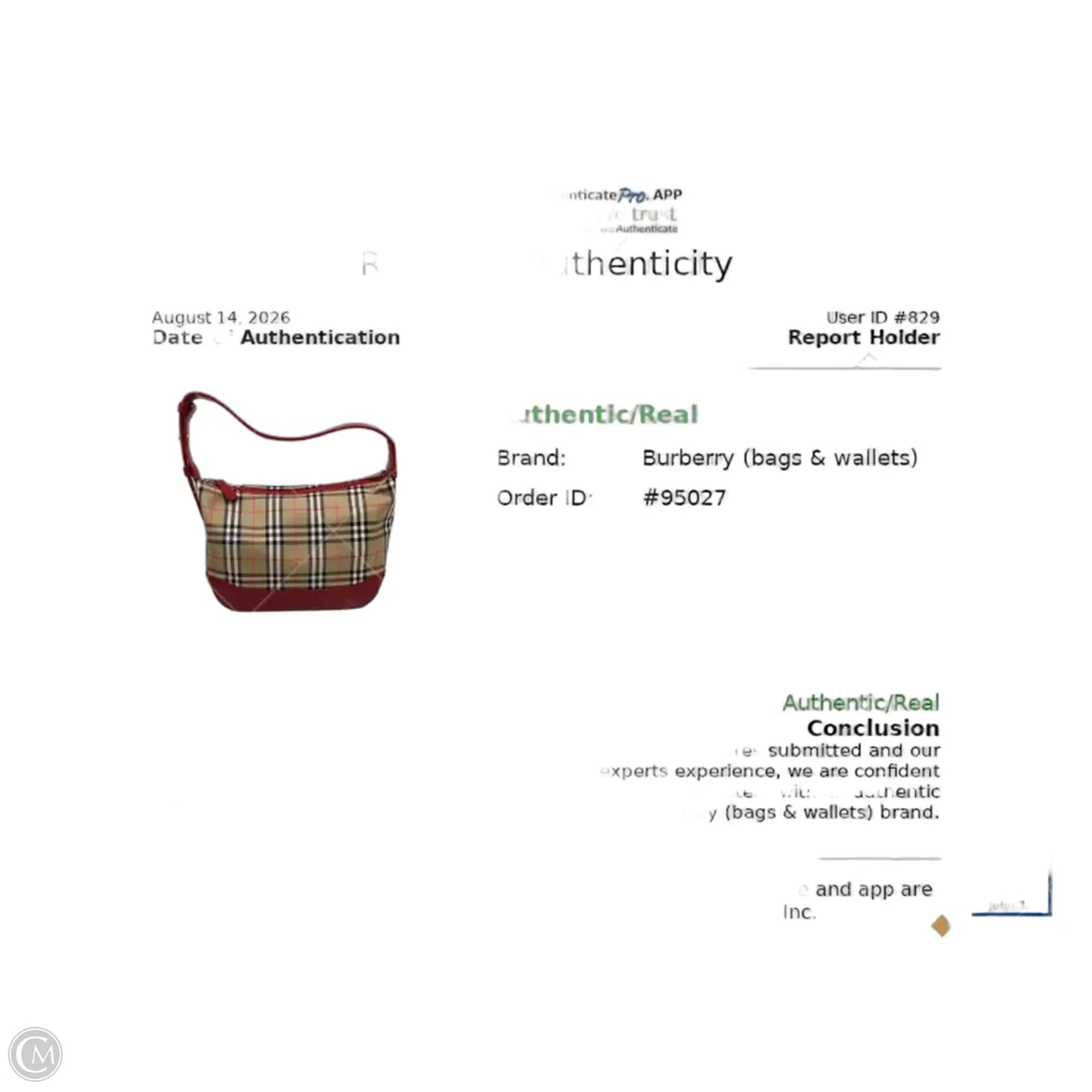 Handbag Luxury Designer By Burberry, Size: Small