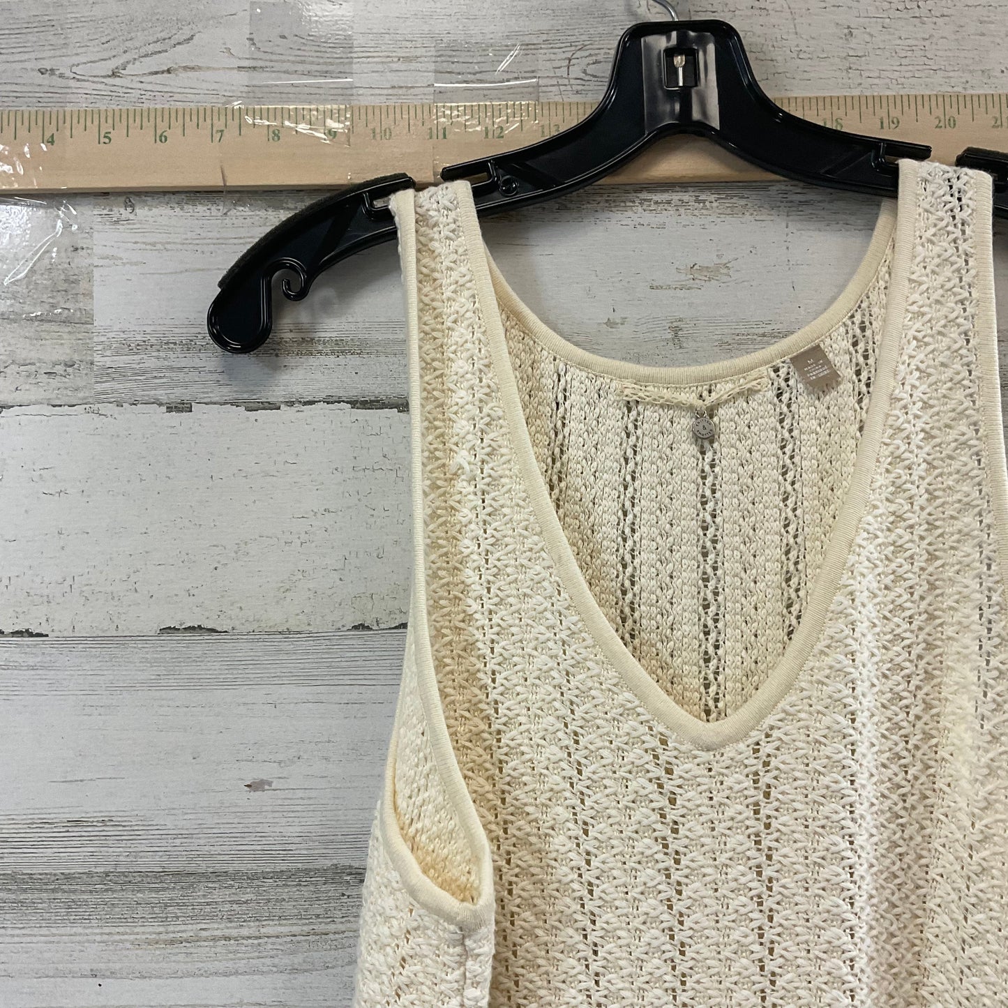 Cream Vest Sweater Knitted And Knotted, Size M