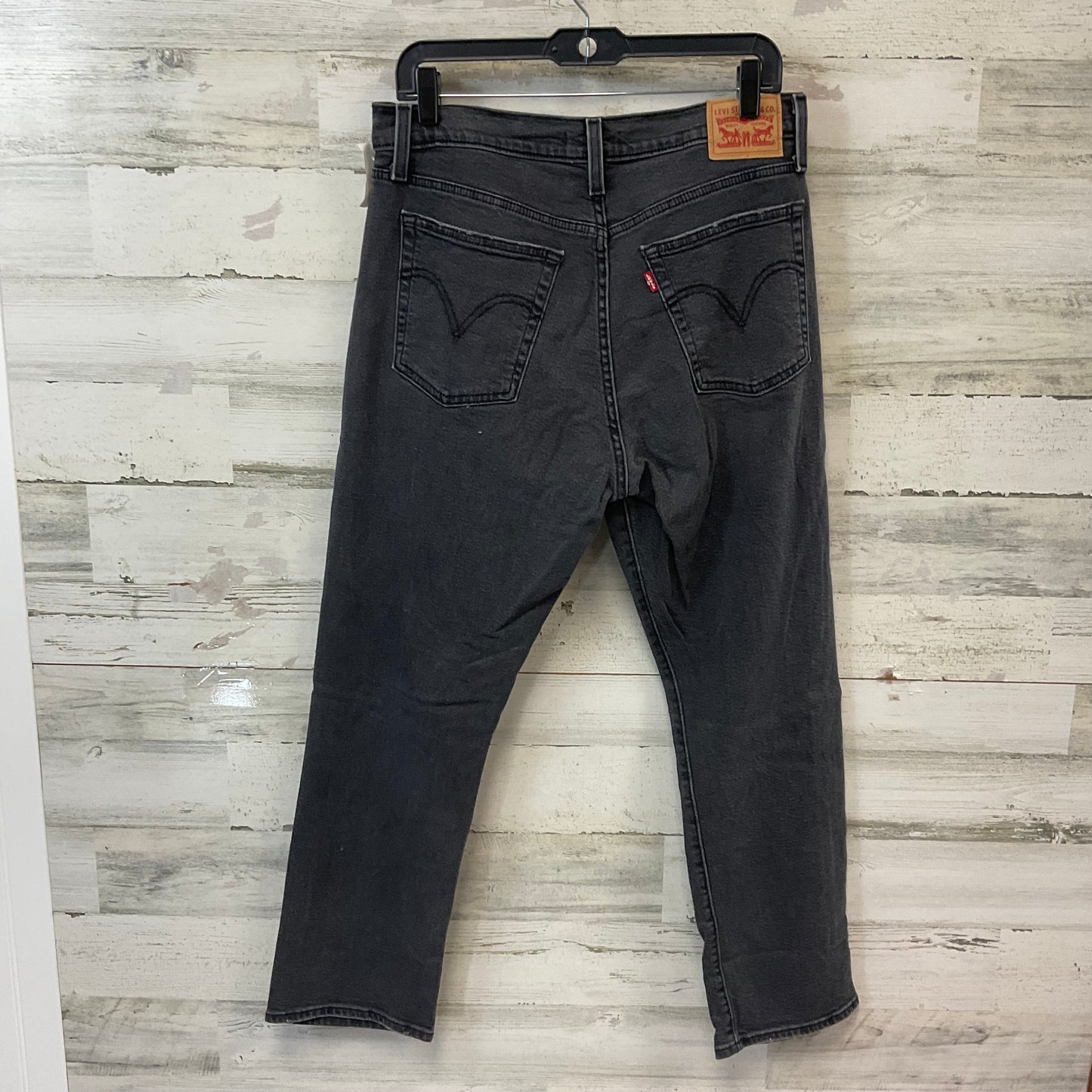 Jeans Straight By Levis In Black Denim, Size: 14