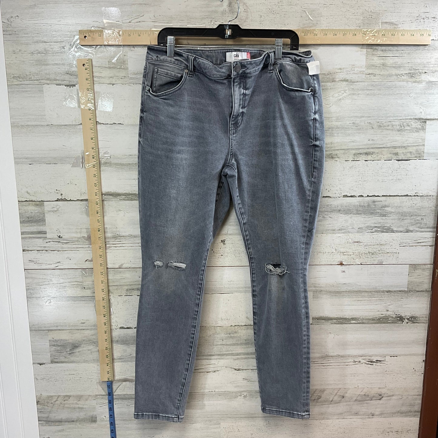 Grey Denim Jeans Skinny Cabi, Size 16