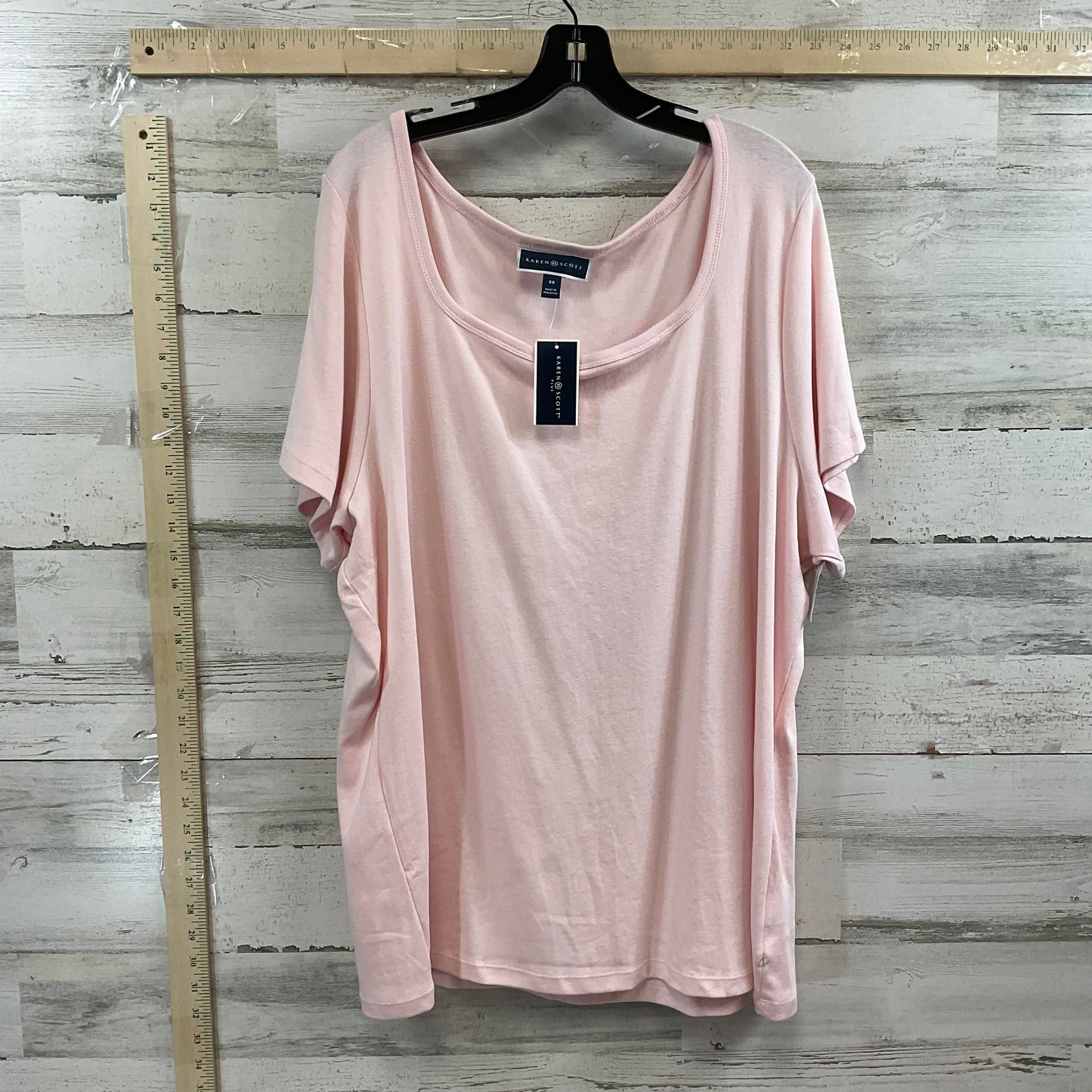 Top Short Sleeve Basic By Karen Scott In Pink, Size: 3x