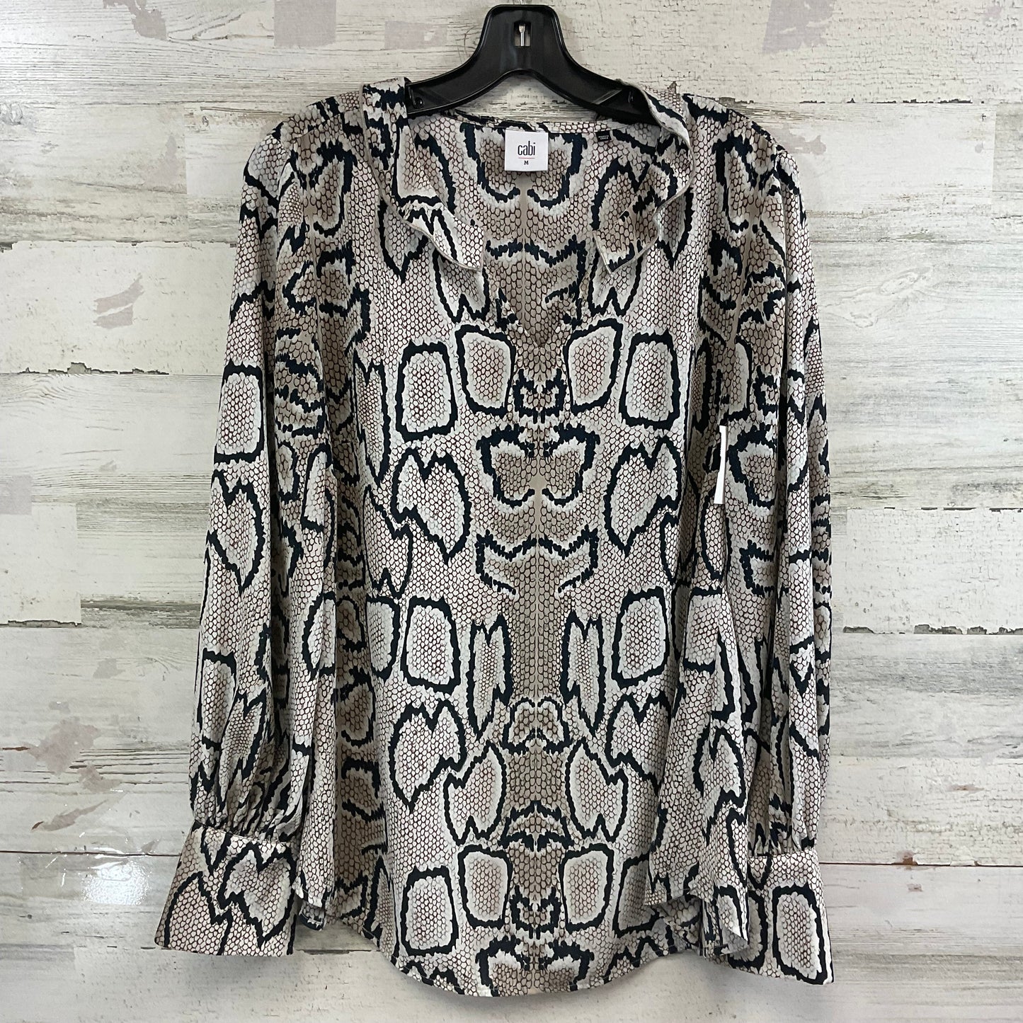 Blouse Long Sleeve By Cabi In Snakeskin Print, Size: M