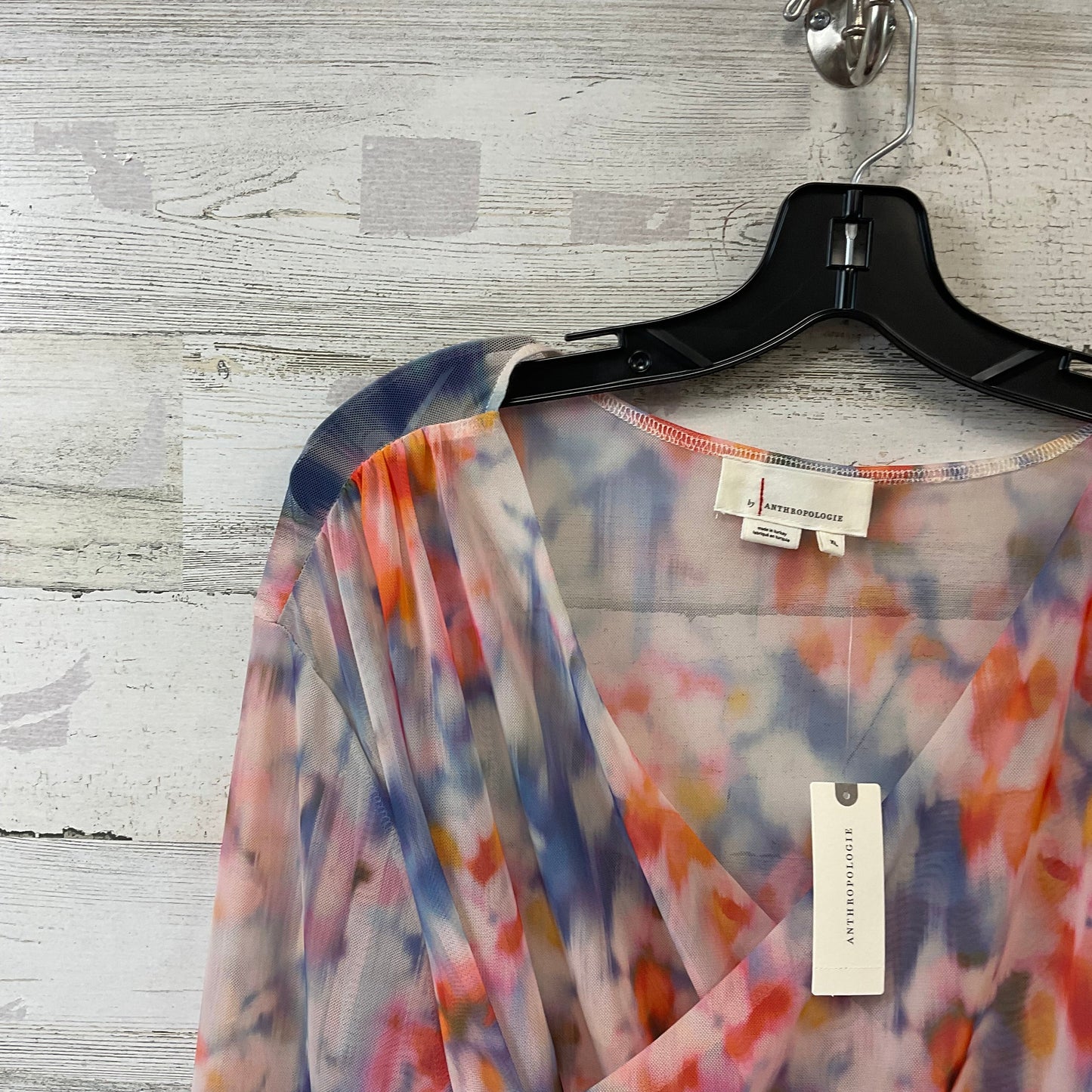 Blouse Long Sleeve By Anthropologie In Blue & Orange, Size: Xl