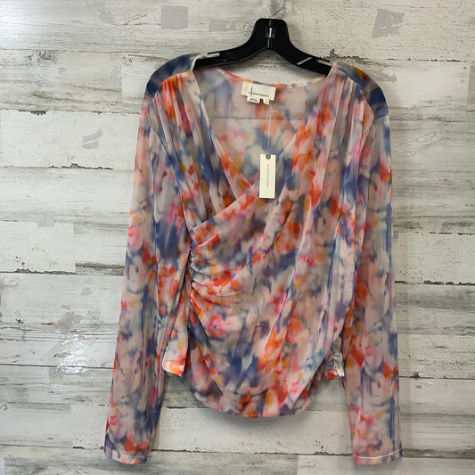 Blouse Long Sleeve By Anthropologie In Blue & Orange, Size: Xl