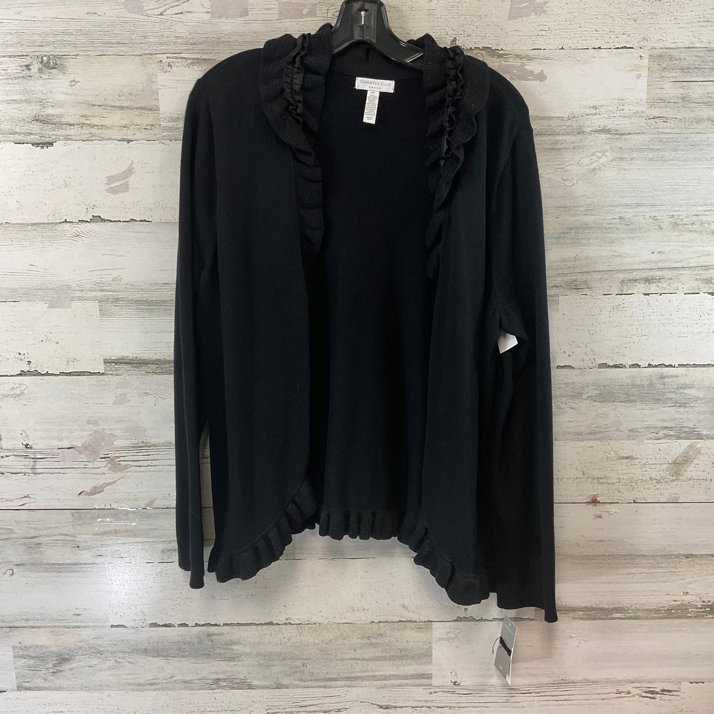 Cardigan By Charter Club In Black, Size: 2x