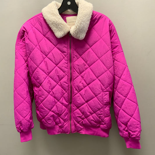 Coat Puffer & Quilted By Thread And Supply In Pink, Size: L