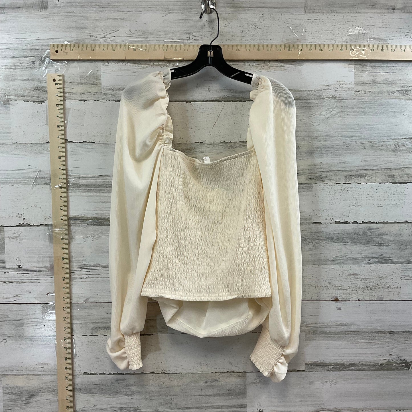 Cream Top Long Sleeve Astr, Size Xl