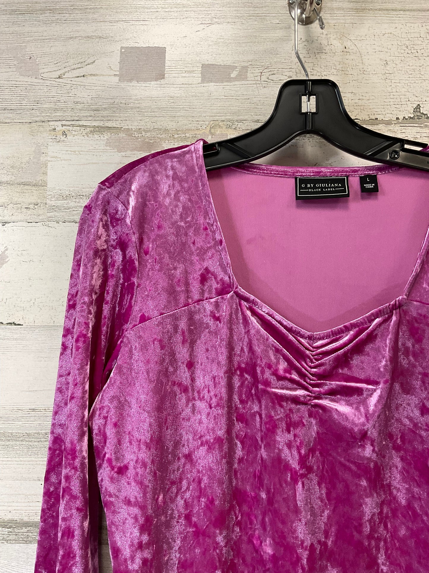 Top Long Sleeve By G By Giuliana In Pink, Size: L