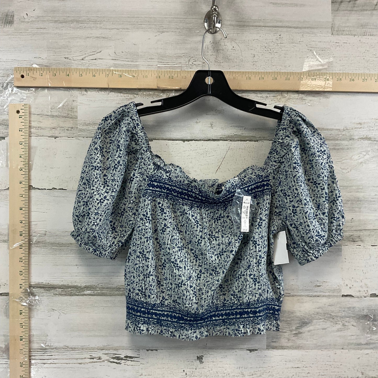 Blue & Grey Top Short Sleeve Madewell, Size Xxs