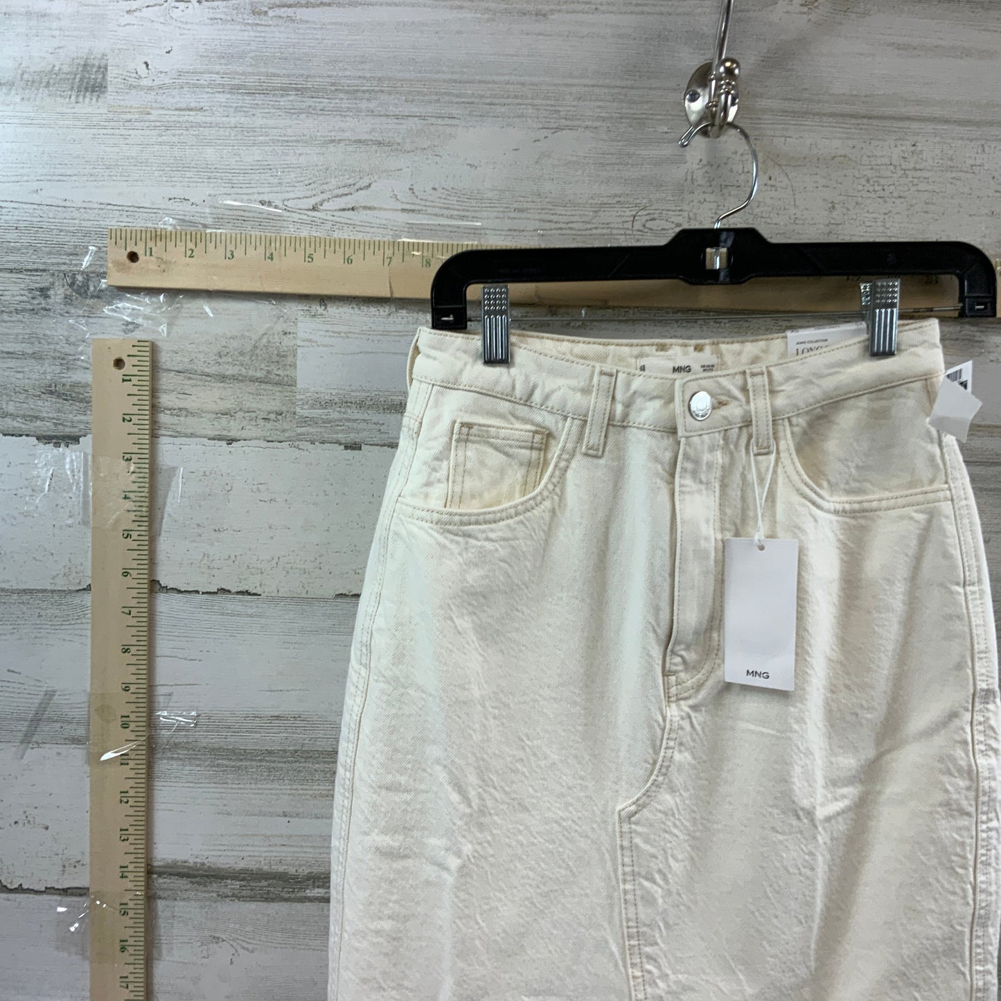 Cream Denim Skirt Maxi Mng, Size Xs