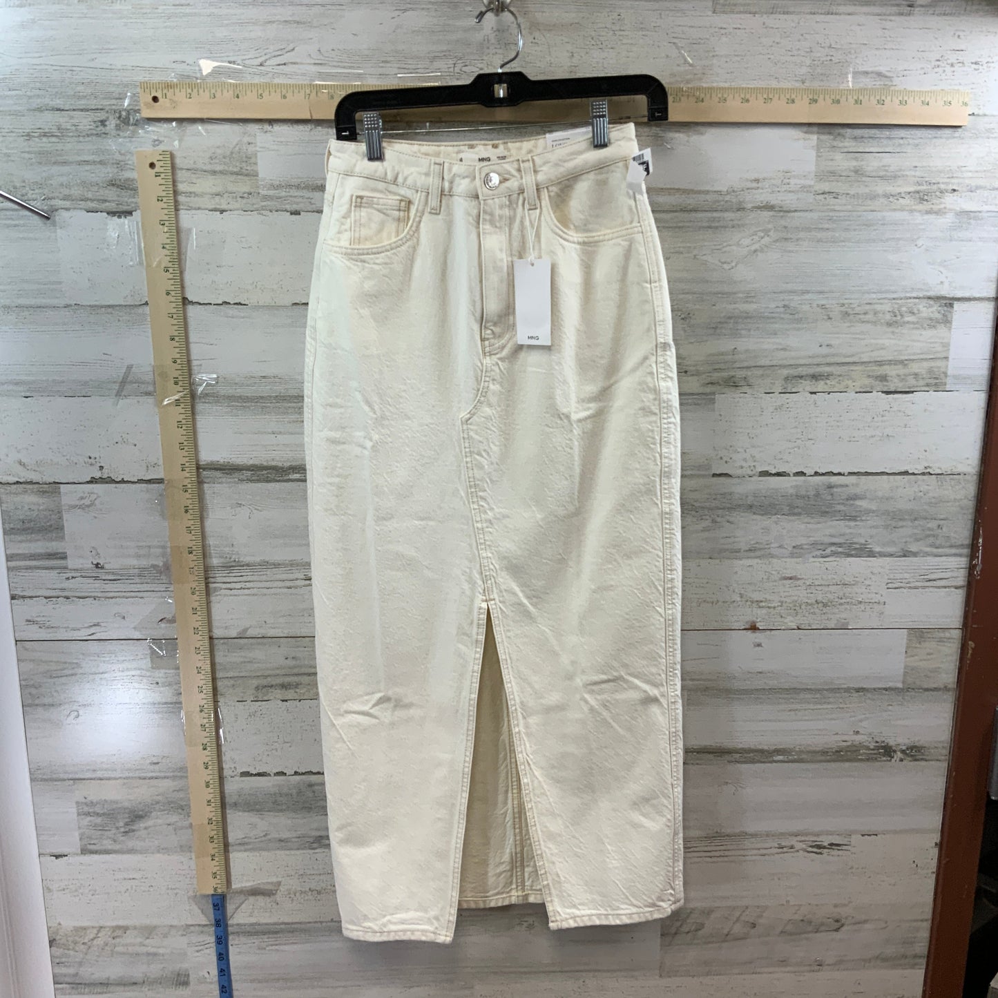 Cream Denim Skirt Maxi Mng, Size Xs