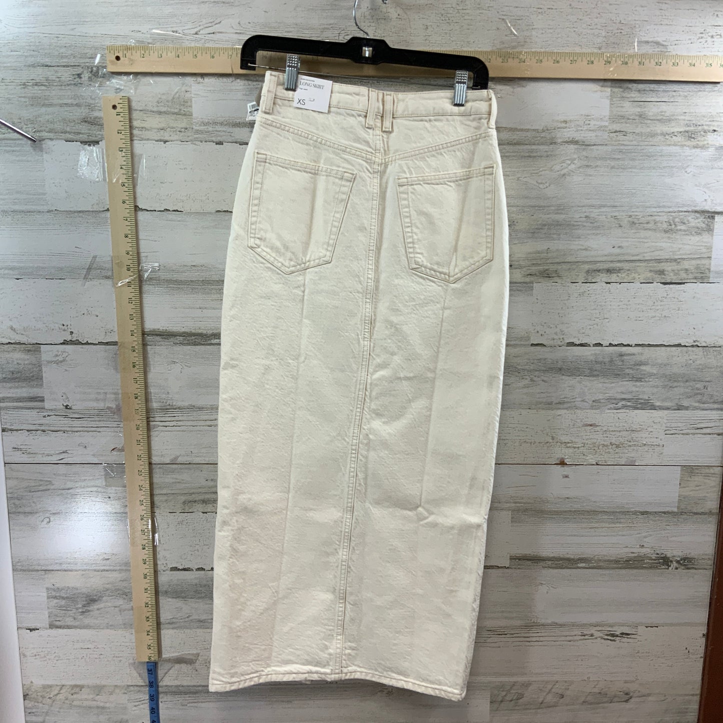 Cream Denim Skirt Maxi Mng, Size Xs