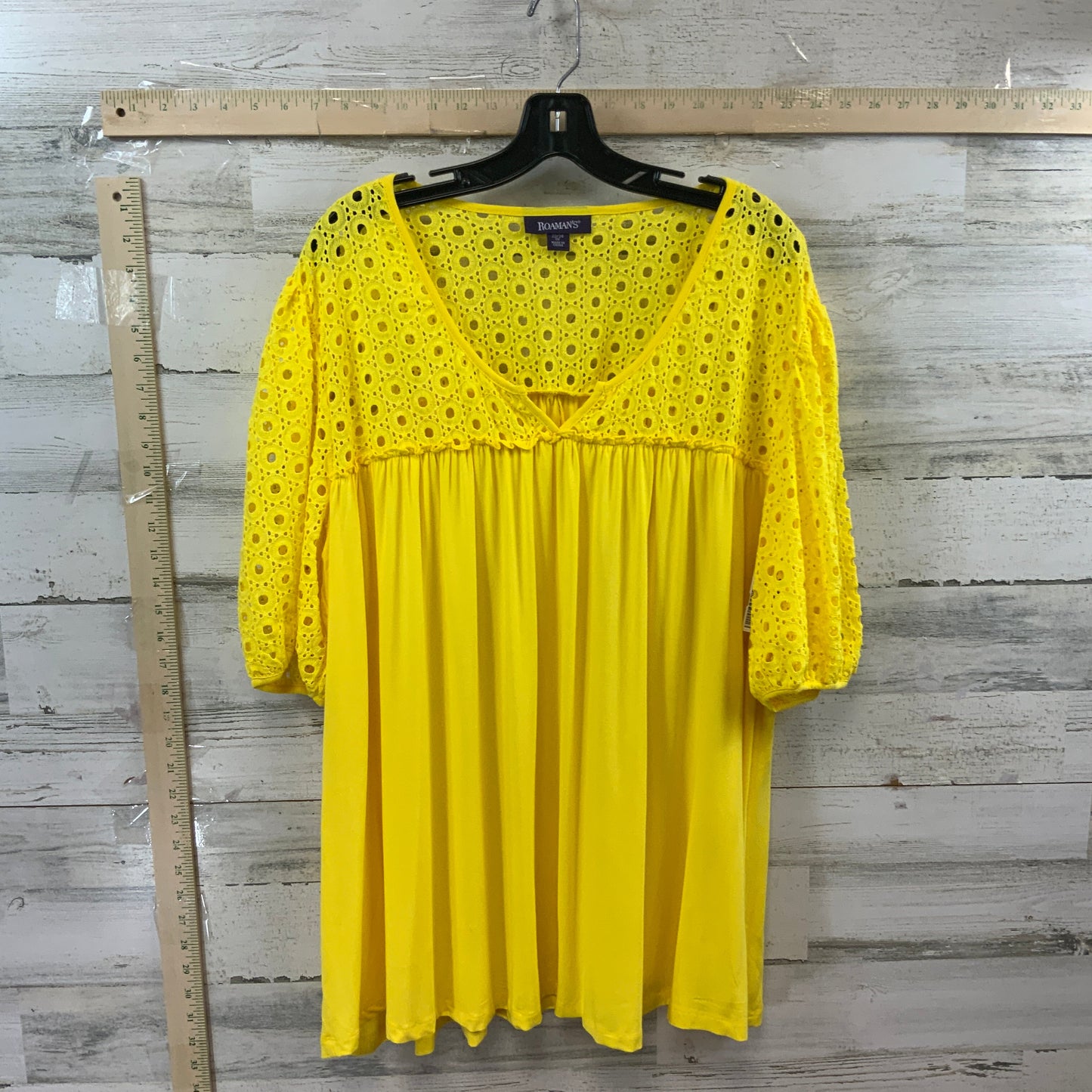 Yellow Top Short Sleeve Romans, Size 3x