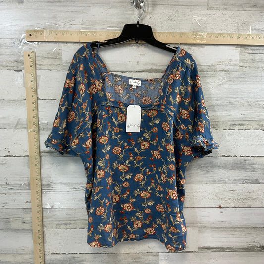 Blue Top Short Sleeve Wonderly, Size Xl