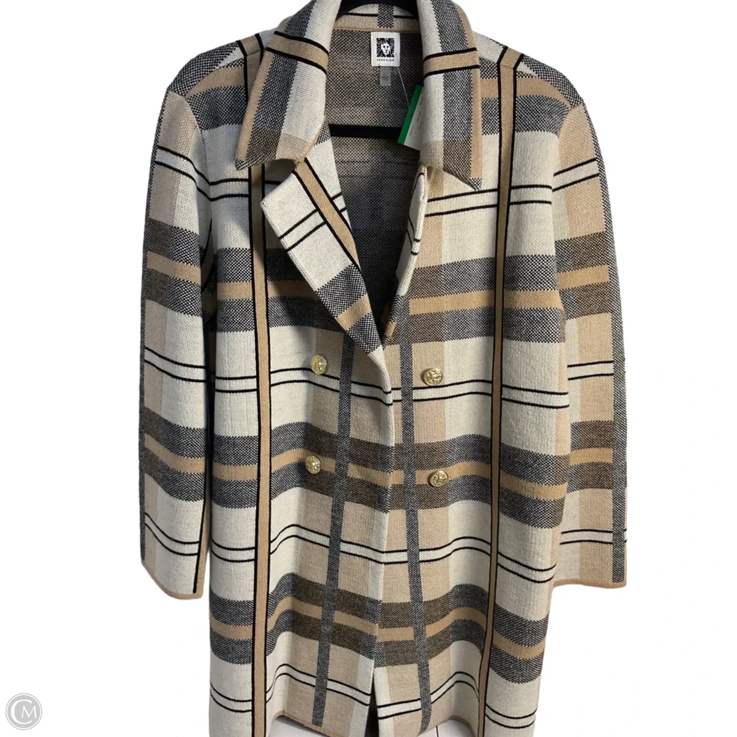 Cardigan By Anne Klein In Checkered Pattern, Size: L