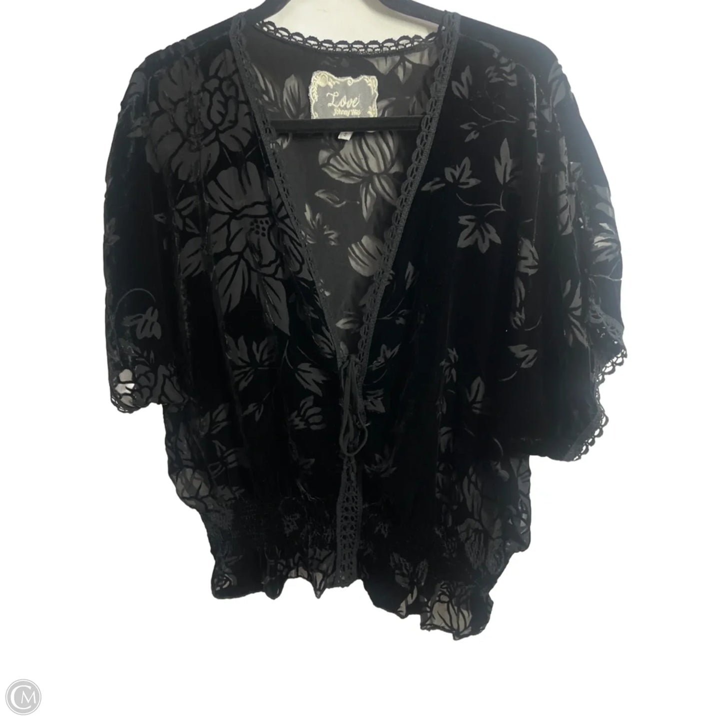 Blouse Short Sleeve By Johnny Was In Black, Size: S