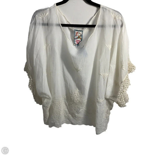 Blouse Short Sleeve By Johnny Was In Ivory, Size: Xl