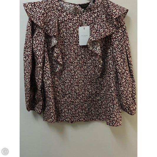 Blouse 3/4 Sleeve By Ted Baker In Red & Tan, Size: 2
