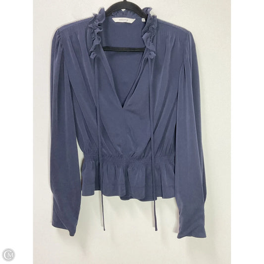 Blouse Long Sleeve By Rebecca Taylor In Navy, Size: L