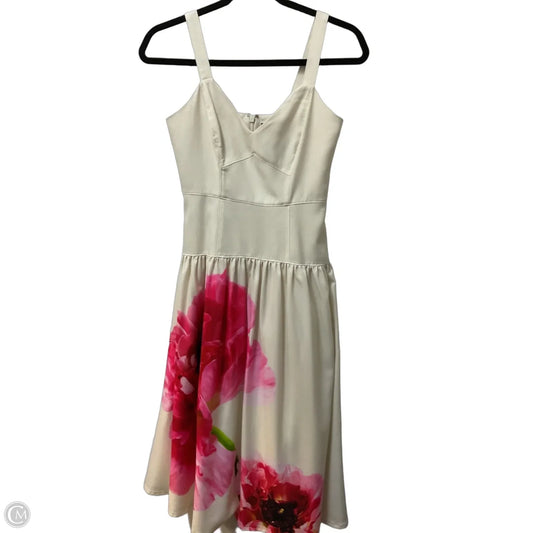 Dress Casual Midi By Express In Cream & Pink, Size: 0