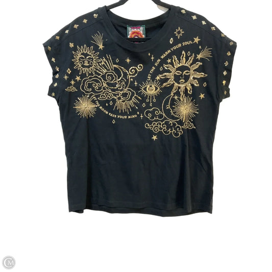 Top Short Sleeve By Johnny Was In Black & Tan, Size: M