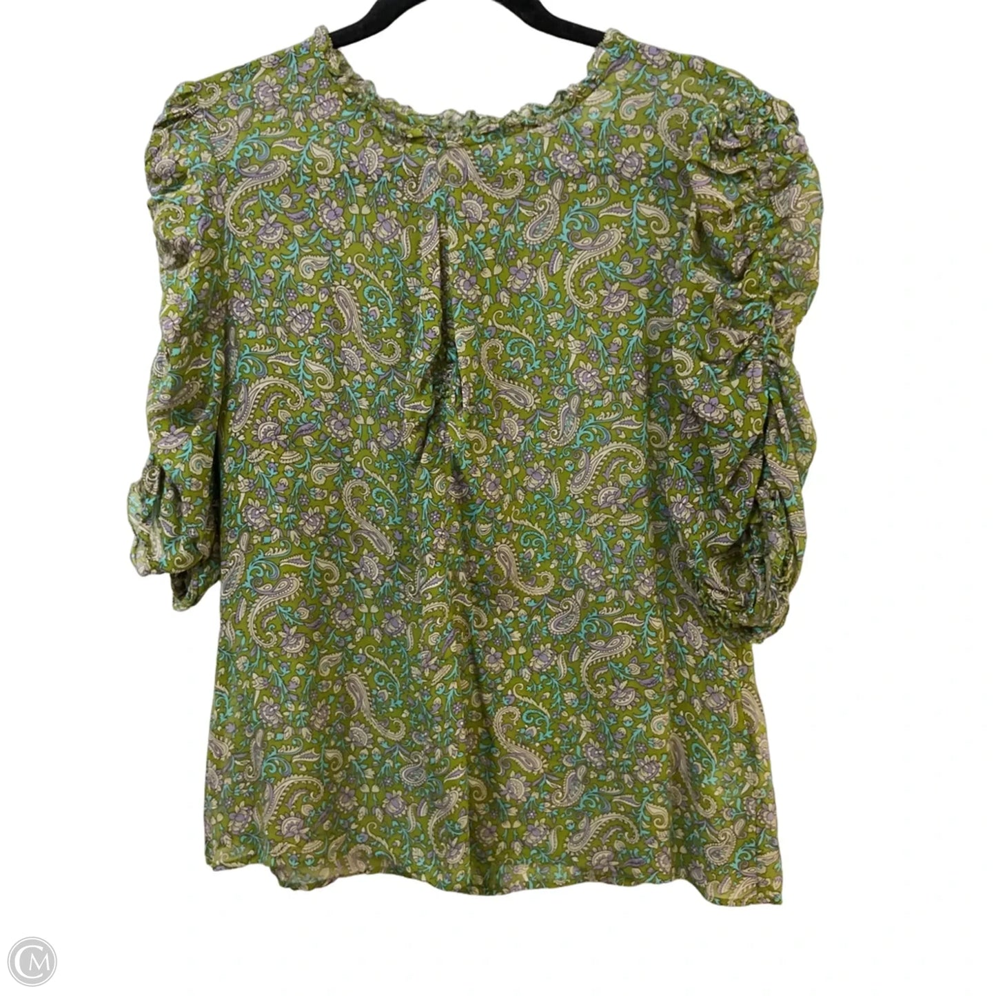 Blouse 3/4 Sleeve By Veronica Beard In Green & Tan, Size: 12