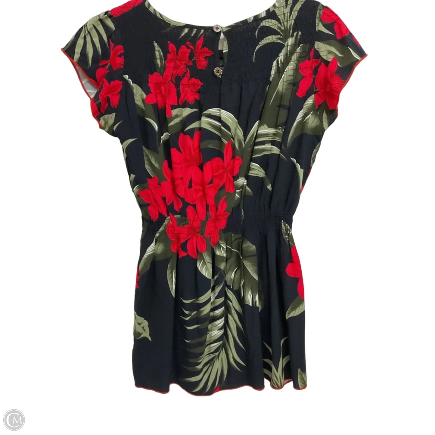 Blouse Short Sleeve By Clothes Mentor In Tropical Print, Size: 12