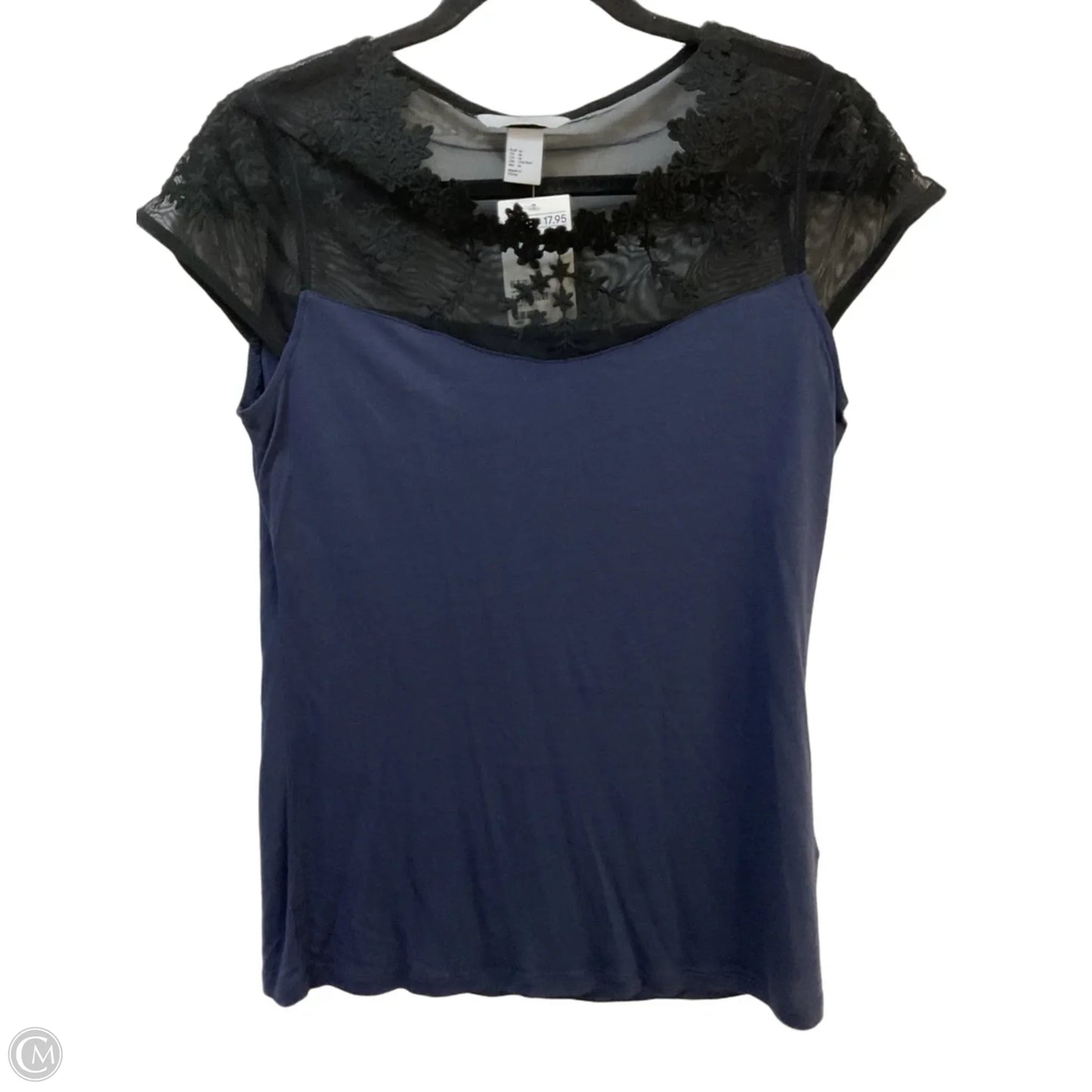 Top Short Sleeve By H&m In Black & Blue, Size: M