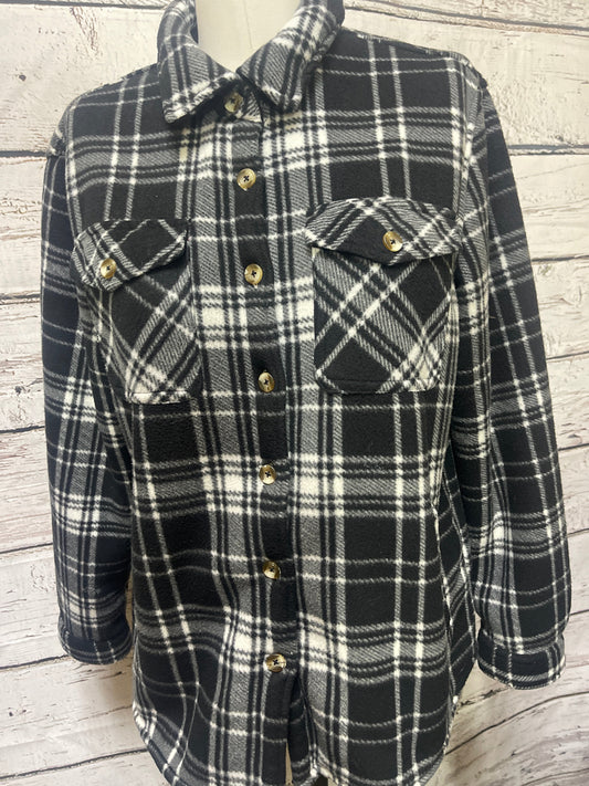 Jacket Shirt By Sage In Plaid Pattern, Size: M