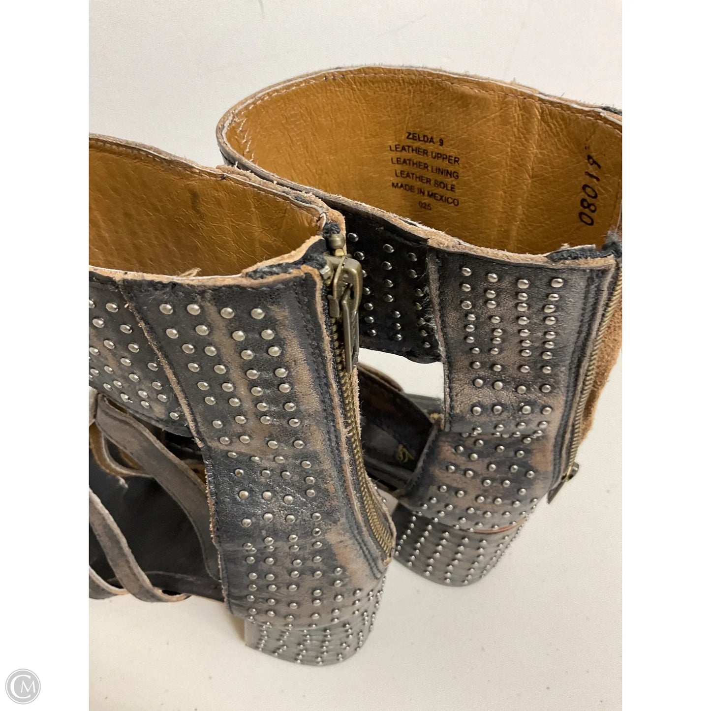 Sandals Heels Block By Freebird In Black & Brown, Size: 9