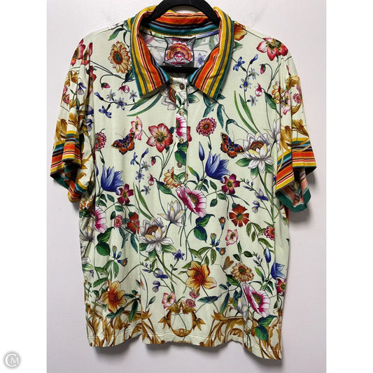 Top Short Sleeve By Johnny Was In Floral Print, Size: L