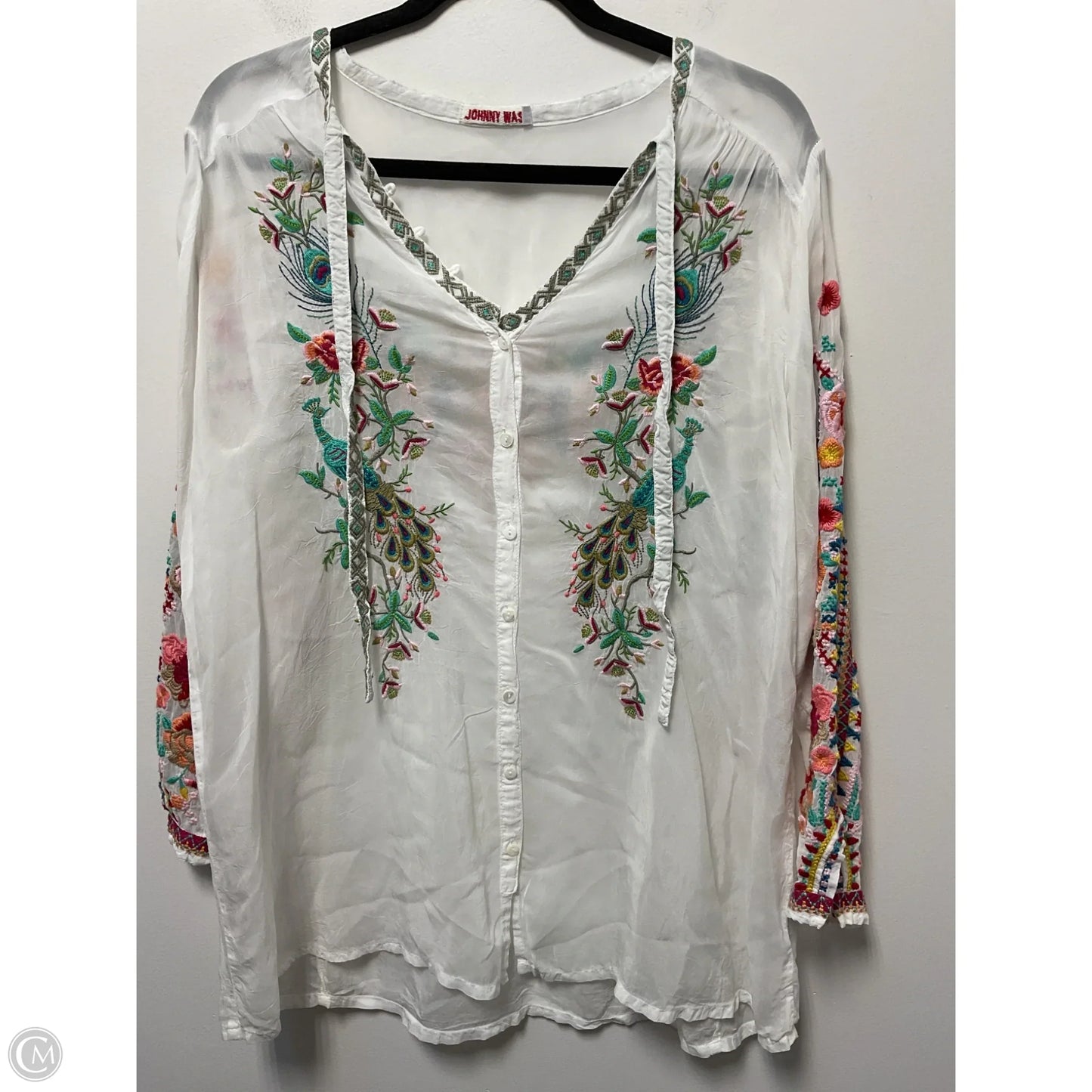 Tunic Long Sleeve By Johnny Was In White, Size: M