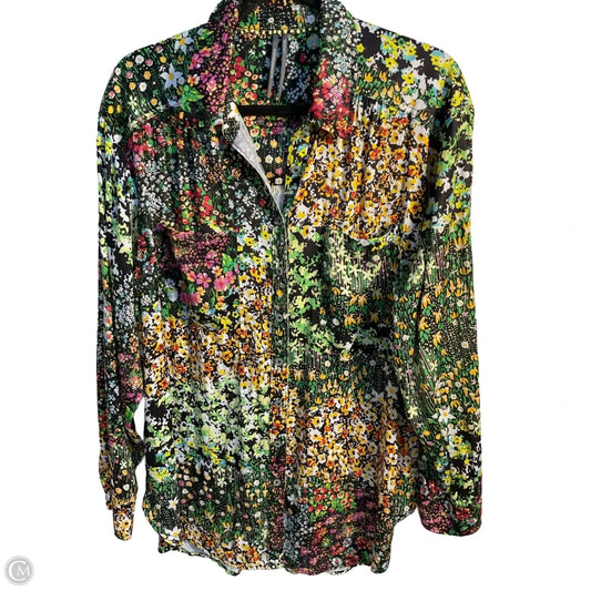 Blouse Long Sleeve By Anthropologie In Floral Print, Size: L