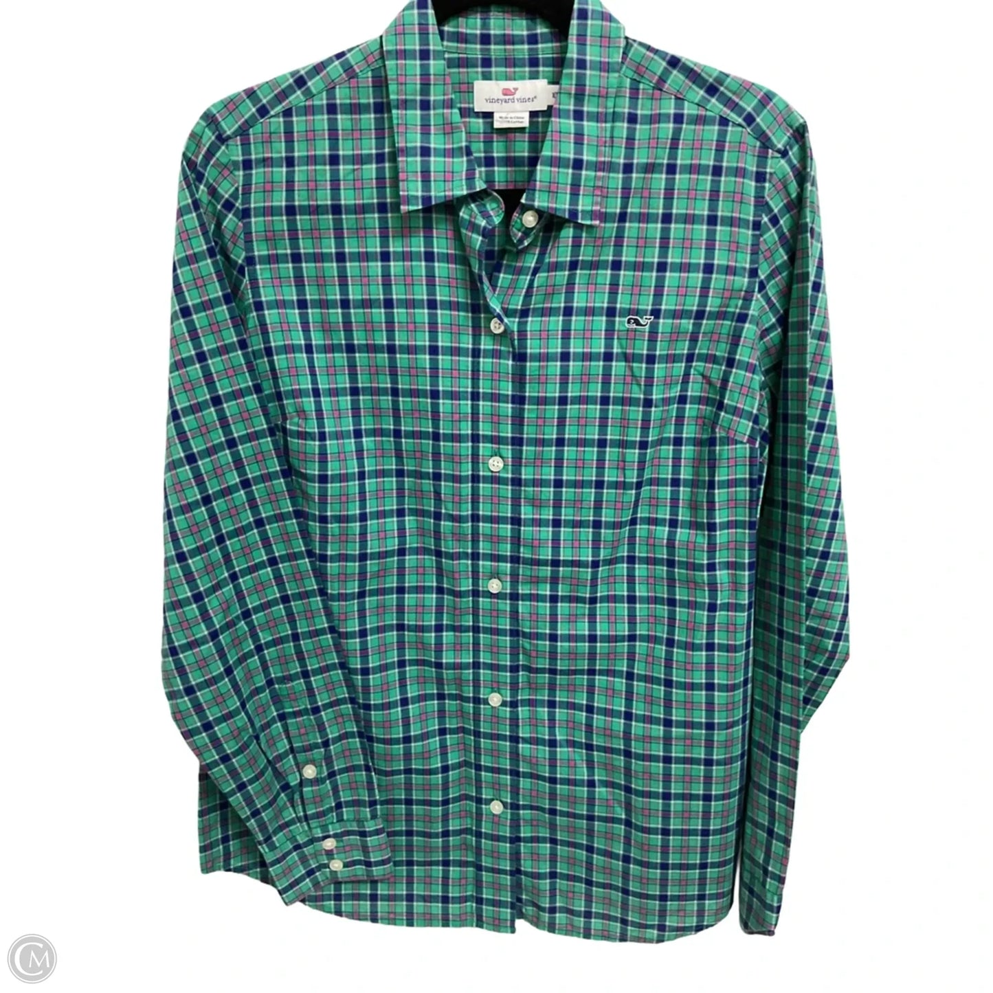 Top Long Sleeve By Vineyard Vines In Plaid Pattern, Size: M