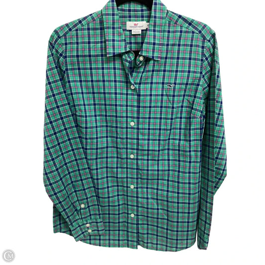 Top Long Sleeve By Vineyard Vines In Plaid Pattern, Size: M